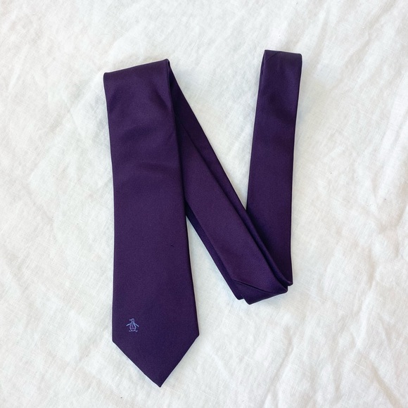 Original Penguin Purple Silk Tie - Picture 5 of 7